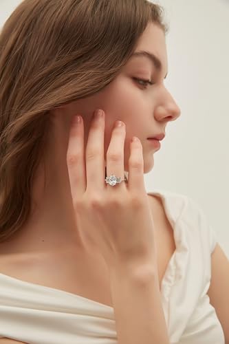 EAMTI 3CT 925 Sterling Silver Wedding Rings for Women Oval Cut Cubic Zirconia Engagement Promise Rings for Her Size 4-104