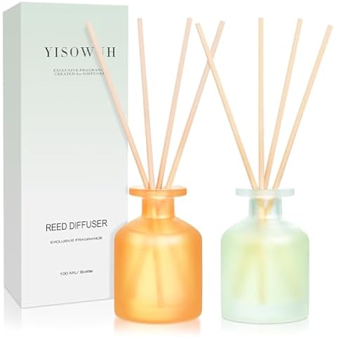 Reed Diffuser - Citrus&Linen 3.38oz (100ml) 2 Pack Essential Oil Reed Diffuser Set ...