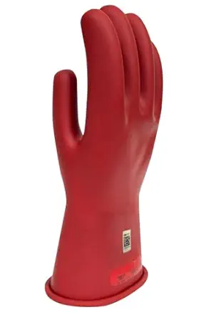 NATIONAL SAFETY APPAREL Class 0 Red Rubber Voltage Insulating Gloves, Max. Use Voltage 1000V AC/1500V DC, GC0R09