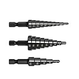 Iruihoo HSS Stufenbohrer, 3-tlg Stufenbohrer Set, Schälbohrersatz, Exact Spiralnut Kegelbohrer, 4 mm bis 12/20/32mm Titanbeschichtet Profi Metallbohrer Bohrer Satz für Metall, Holz, Kunststoff-Black