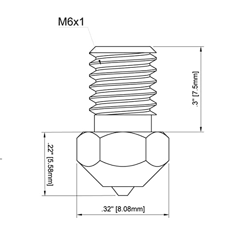 Wolframkarbid-Düse 0,4 mm für E3D V6 Hotend, Prusa i3 MK3S / MINI, Anycubic i3 Mega/Kobra/Kobra Neo, hohe Wärmeleitfähigkeit und Verschleißfestigkeit, vernickeltes Kupfer