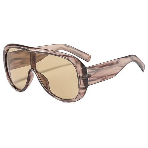 Fankexi Gafas De Sol Mujer Grande Moda Polarizadas Gafas De Sol Vintage con Montura Grande Y Protección UV400,Gris