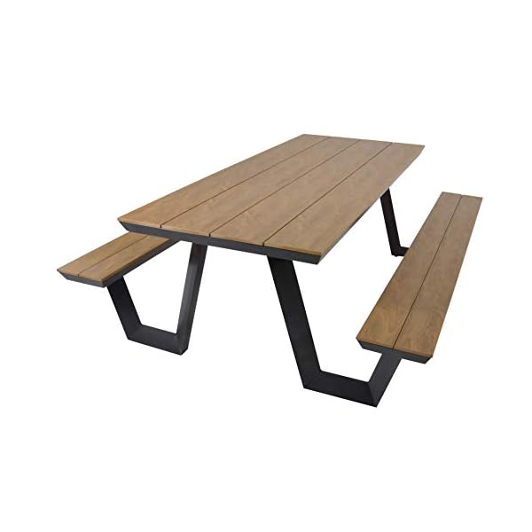 Picknickset Aluminium Anthrazit in Teak-Optik