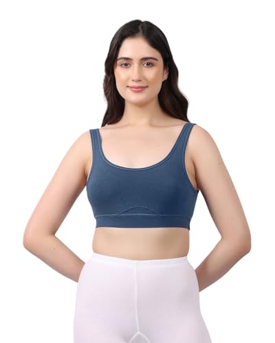 Image of Lavos Bamboo Cotton Comfort Sleeping Bra for Women, Slip On Bras to Wear at Home, Non-Padded & Non-Wired Sports Bras, Full /High Coverage, Soft Comfortable & Breathable Broad Strap Bra