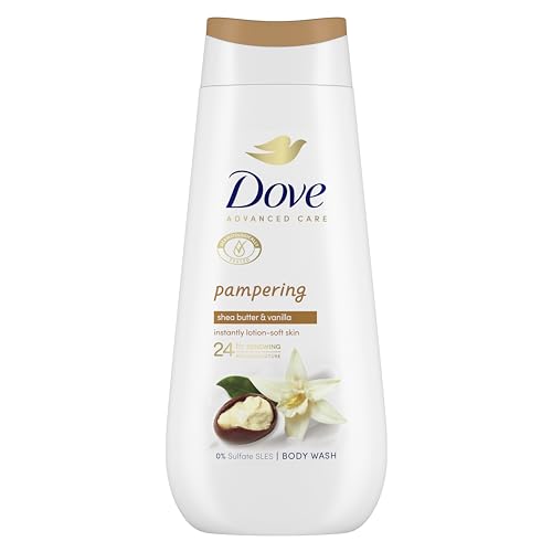 Dove Advanced Care Pampering Body Wash Body Cleanser shower gel with a shea butter & vanilla scent for instantly lotion-soft skin 225 ml