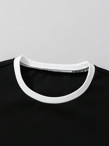 OYOANGLE Girl's 2 Pack Short Sleeve T Shirts Contrast Binding Round Neck Summer Casual Tee Tops4