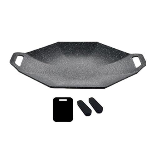 Sxmrmnx Bandeja coreana portátil para barbacoa, bandeja octogonal antiadherente de piedra médica para hornear, bandeja coreana multifuncional para barbacoa