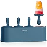 Popsicle Mold Set 4 Pieces Homemade Silicone Popsicle Maker Easy Release Ice Cream Molds Reusable DIY Pop Molds (Blue, IcyClassic Pops)