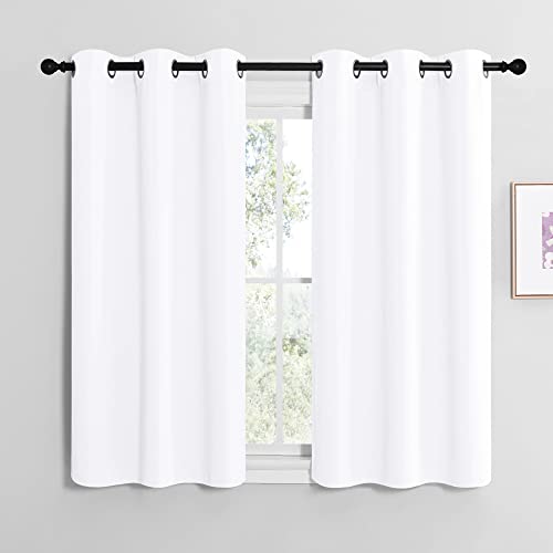 Image of NICETOWN White Window Curtain Panels 50 inch Length, 50% Light Blocking Curtains for Bedroom & Dining Room Window (Set of 2, 42 inches x 50 inches)