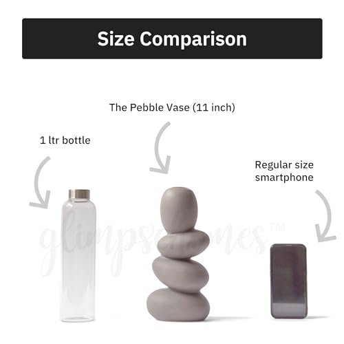 Image of Glimpse Homes Pebble Vase | Ceramic Flower Vase | 11 inch | Semi-Matte Finish (Greyrock (Grey))