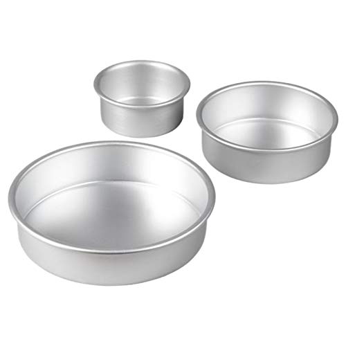 Wilton Aluminum Round Cake Pan Set, 3-Piece for Tiered Cakes, Durable, Even Heating, Rust-Resistant, Professional Bakeware, 4, 6, 8 in., Package May Vary