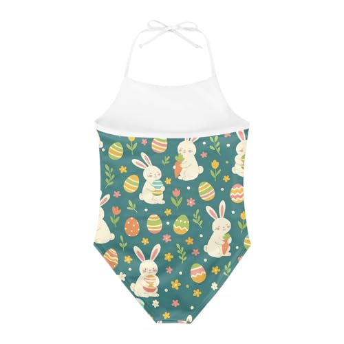 Image of KiuLoam Orange Pink Tropical Leaf Girls One Piece Swimsuit Quick Dry Beach Swim Bathing Suit for 3-8 Years Little Girls
