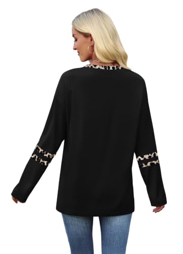 Image of Sampeel Long Sleeve Shirts for Women Color Block Casual Tops Fall Outfits 2026 Basic Tees Trendy Spring Clothes