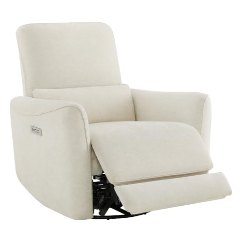 Image of CHITA Power Swivel Glider Recliner Chair, Tall-Wide, Linen | FSC Certified Upholstery Rocking Chair, Lumbar Support, Reclining Chair for Living Room / Nursery