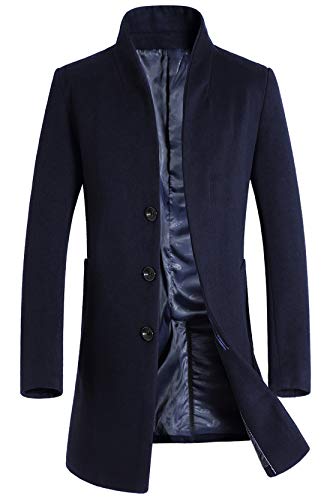 Image of chouyatou Men's Mid-Length Single Breasted Wool Blend Top Coat