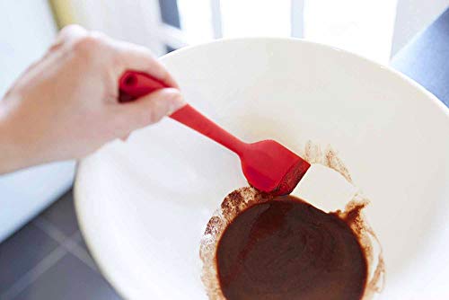 Image of P-Plus International Silicone Spatula Set 4-piece - 500ºF Heat-Resistant Baking Spoon Spatula - Seamless One-Piece Design Easy to Clean - Non-Stick Silicone Stainless Steel Core (Spatula 4 RED)