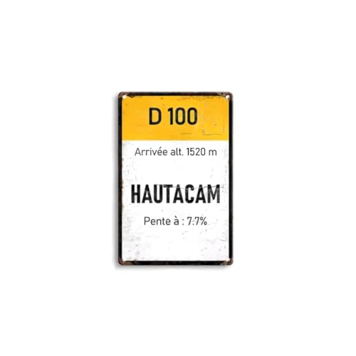 Plaque métallique vintage cols cyclistes Hautacam Déco murale 20x30