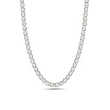 SAVEARTH DIAMONDS Round Cut Lab Created Moissanite 5MM Width Tennis Chain Necklace For Men Women In 14K Yellow Gold Plated 925 Sterling Silver, (VVS1 Clarity, 37.50 CT), Length - 17'