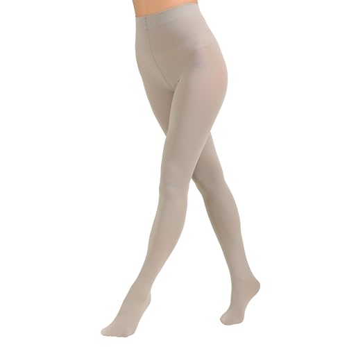 Paralinda Womens 80 Denier Solid Color Opaque Tights High Waist Footed Pantyhose (Grey L/XL)