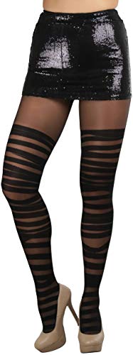Image of ToBeInStyle Women's Strappy Zig Zag Lace Up Bandage Print Fashion Goth Tights