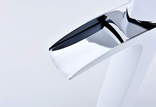 Mitigeur lavabo cascade en laiton massif avec bec plat anti-éclaboussures