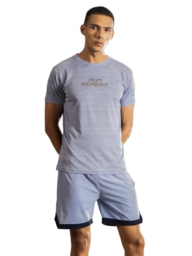 Image of FitMonkey Sports Crew Neck Stretchable Dry Fit T Shirt | Regular Fit Textured T Shirt for Men |Sport T Shirt for Men | Quick Dry Technology with Moisture Control |Breathable & Lightweight