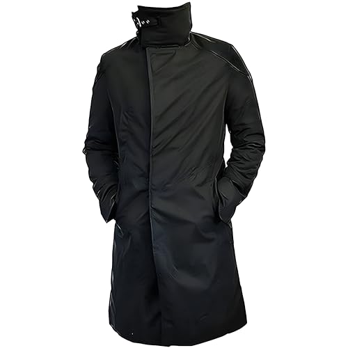 Blade Runner 2049 Officer K Rayan Gosling Lapel Fur Collar Trench Long Black Cotton Coat For Men's2