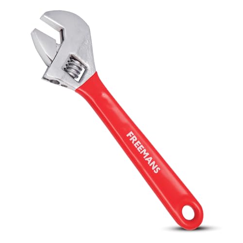 FREEMANS CAW10 Chrome Plated 10-Inch Adjustable Wrench with PVC Grip Handle, Adjustable Wrench for Professional & Home Use, Universal Wrench, Plumbing Tool (10 Inch)