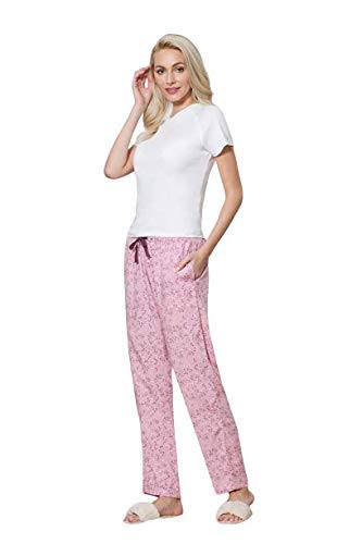Image of Van Heusen Women's Printed Lounge Pants | Drawstrings & Side Pockets | Ultra Soft Fabric | Relaxed Fit | At home pyjamas | Everyday Comfort | Printed | Style 55306 | Available in Pack of 1 & 2