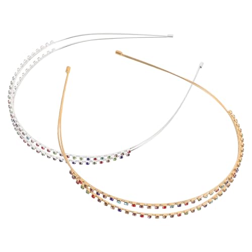 DIYEAH 2pcs Double Layer Rhinestone Hairbands for Women Sparkling Wedding
