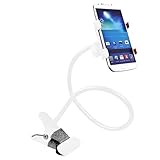 Charmoon スマホスタンド クリップ式 50cm フレキシブルアーム 角度調整 寝ながら スマホ タブレット (ホワイト)