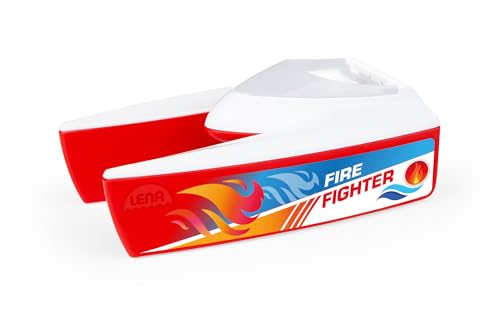Lena 04714 Boaties - Barco de Bomberos Estilo catamarán Aprox. 17 cm, Adecuado para bañera, Interior y Exterior, para niños a Partir de 2 años