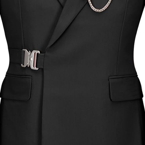 Image of Men's 2 Piece Suit with Metal Clasp Slim Fit Suit Stylish Business Pants Casual Wedding Grooms Tuxedo Suit