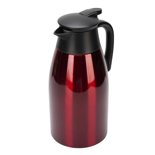 Alomejor Thermal Stainless Steel Insulated Coffee Pot Vacuum Double Wall Hot Beverage Dispenser 2L Red Dormitory