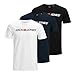 Produktbild JACK & JONES Herren Shirts T-Shirts Logo Tee Crew Neck 3er Pack, Farbe:Mehrfarbig, Artikel:12137126 - Black/White/Navy Blazer, Größe:M