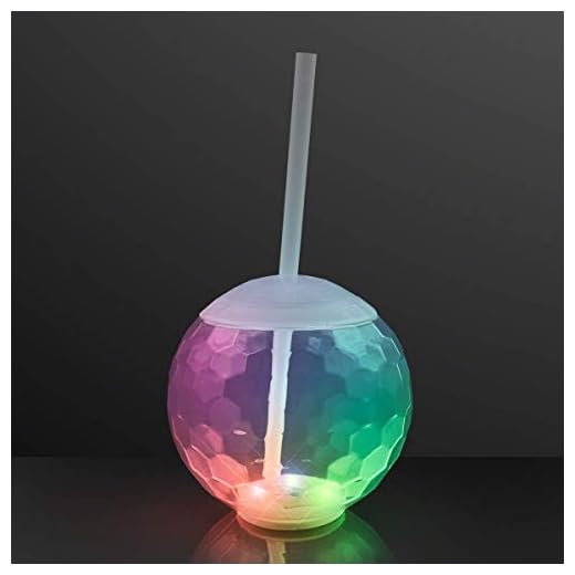Light Up Ball Tumbler Glass, Multicolor Disco Party Cups (Set of 4)