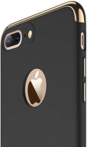 RANVOO Slim Fit iPhone 7 Plus Case, Hard Plastic PC Super Thin Mobile Phone Cover Case with Matte Finish Coating Grip, 3 in 1 Detachable Case, Black & Gold