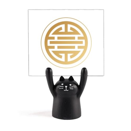 Porte-mémo rond chat noir support de note design et stable