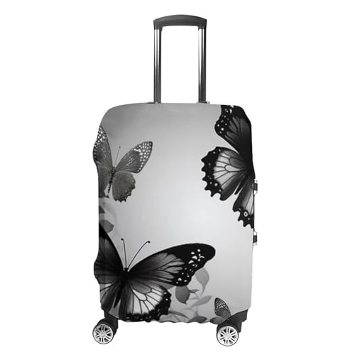 Carry on Luggage Cover Black Gray Butterflies Suitcase Covers for Luggages Tsa Approved Travel Luggage Sleeve Protector Elastic Suitcase Protector Anti-Scratch Washable Fits 19-30 Inch Case -S