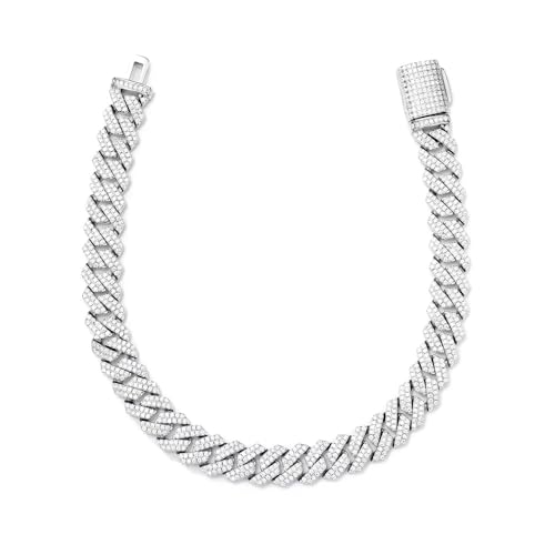 18K Gold Over 925 Sterling Silver 8MM Width Moissanite Cuban Link Bracelet, 3.65-4.25 Carat D Color VVS1 clarity Moissanite Chain,GRA Certified, One Bracelet One Certificate，Gift-Ready with Certificate & Box