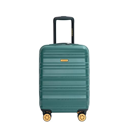 Durable Dark Green Hard Shell Carry On Suitcase with Lock & 360° Wheels - 18.5