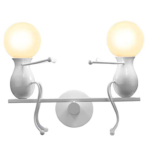 Moderna Interior Lámpara de Pared Creativo Diseño Balancín Apliques de Pared Metal Luz de Pared Bañadores de pared Decoración para Dormitorio, Escalera, Pasillo, Habitación de niños, E27 Socket,White