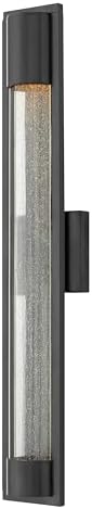 Hinkley Mist Large Wall Mount Outdoor Lantern, Aluminum, Clear Acrylic Overlay On Seedy Glass Inside Panel, ADA, Dark Sky Compliant, 7w GU10 LED Bulb Rec., Satin Black Finish