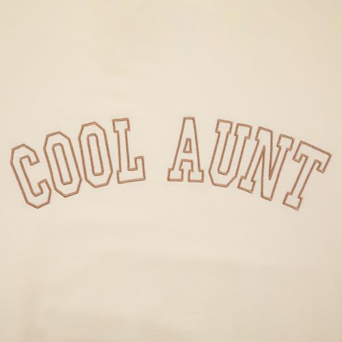 Mousya Women Cool Aunts Sweatshirt Auntie Letter Print Oversized Pullover Tops Embroidered Aunt Long Sleeve Lightweight Shirt Apricot thumb #4