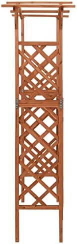 vidaXL Solid Firwood Pergola with Gate Lawn Garden Outdoor Terrance Backyard Structure Wooden Arch Gate Pergola 116x40x204 cm Brown