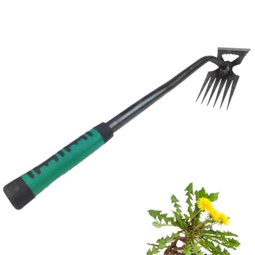 Image of ORTIZA Weeder Hand Tool, 40cm Garden Weeding Tool Steel 6-Claws Weeder Hand Tool with Rubberized Handle, Portable Weed Puller, Manual Weed Puller for Lawn, Garden, Plant Pot