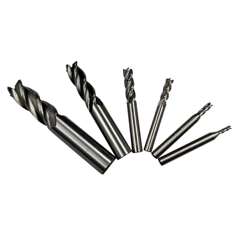Image of 6pcs 1 /2 inch 1 /8 inch 3 /16 inch 1 /4 inch 5 /16 inch 5 /8 inch Carbide End Mills Set-high Speed Steel HSS 4 Flute Straight End Mill Cutter