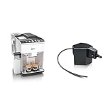 Siemens TQ507D02 EQ.500 integral Kaffeevollautomat, einfache Bedienung, integrierter Milchbehälter, zwei Tassen gleichzeitig, 1.500 Watt, weiß & Milchbehälter-Adapter TZ50001, schwarz