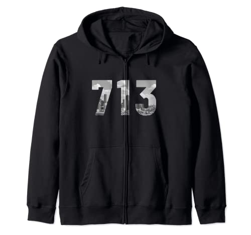 Houston 713 Codice Area Skyline Texas Pride Vintage Felpa con Cappuccio