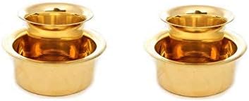 The ethnic storyTraditional Brass Davara Tumbler Set/South Indian Coffee Glass Tumbler Set of Two/Brass Dabara Tumbler Set